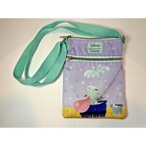Disney Loungefly Dumbo Passport Bag Womens Small Purple Blue Crossbody Purse